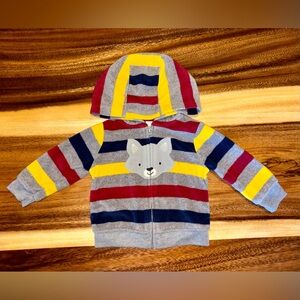 Striped Gray Kids Hoodie with Fox Design